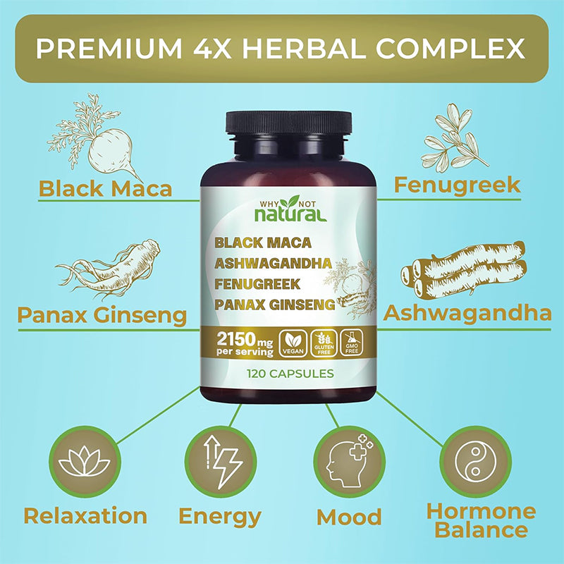 Premium black maca root capsules by Why Not Natural