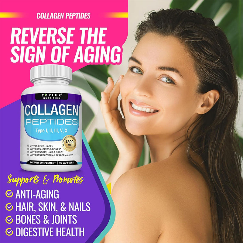 Toplux Multi Collagen Peptides Pills 1800 Mg Complex