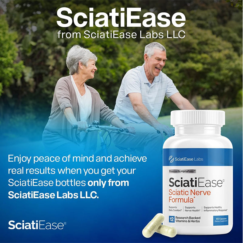 Sciatic Nerve Health Support Supplement facts label showing natural ingredients and dosage information