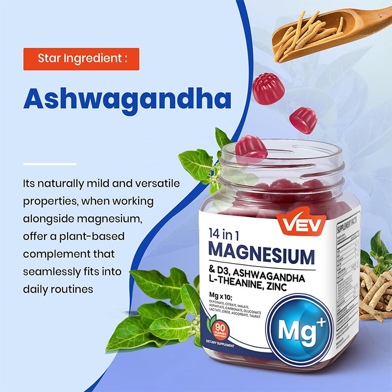Delicious magnesium gummies with adaptogens for muscle and nerve support"
