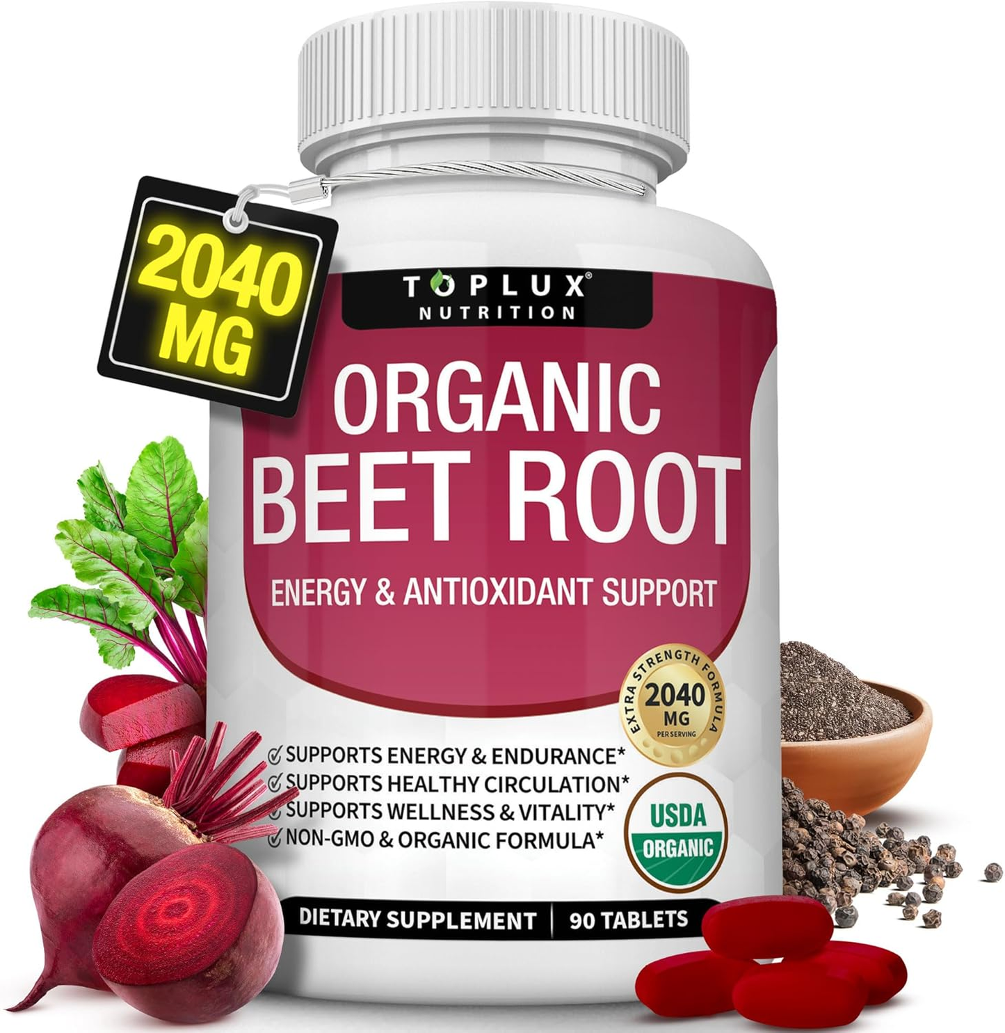 Organic beet root powder tablets for natural nitric oxide support"