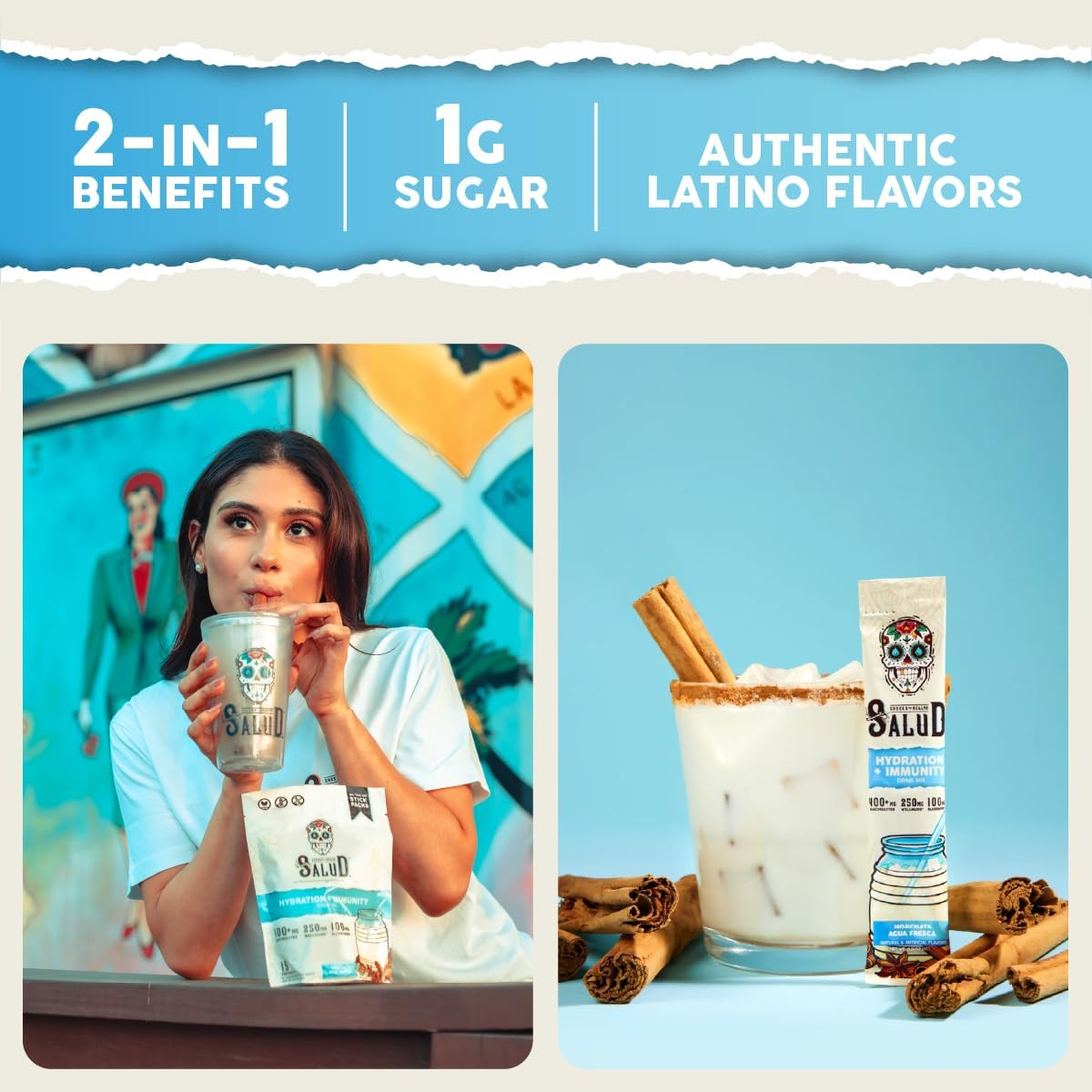 "Convenient single-serve hydration and immune support packets"