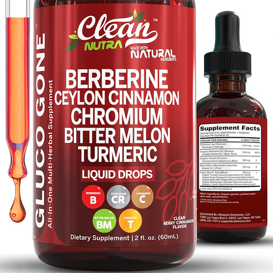 Clean Nutra Berberine with Ceylon Cinnamon Supplement Liquid Drops