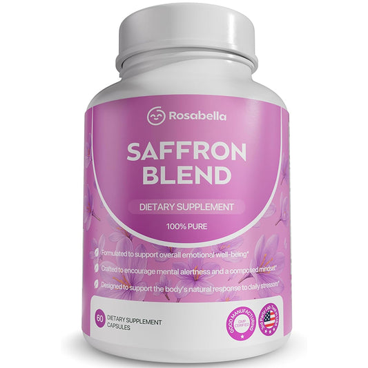 Premium saffron blend supplement by Rosabella for mood and wellness