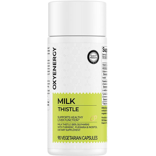 OxyEnergy Silymarin Milk Thistle supplement bottle - premium liver support formula with standardized extract"