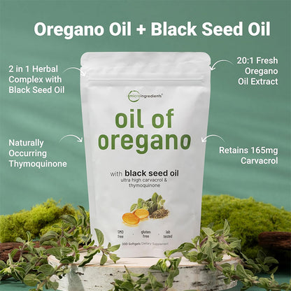 "Oil of Oregano product label showing ingredients and usage instructions - premium quality essential oil"
