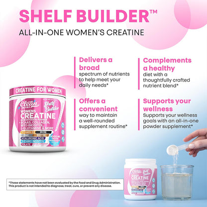 Creatine for Women ingredients - BCAA amino acids, collagen peptides, myo-inositol, and vitamin D blend
