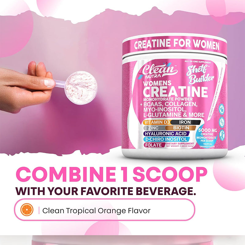 Female athlete using creatine supplement for pre-workout energy and muscle support
