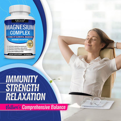 "Person taking magnesium complex capsules for muscle recovery and sleep support"