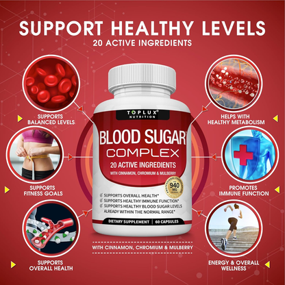 Natural blood sugar support with cinnamon, bitter melon, and chromium"