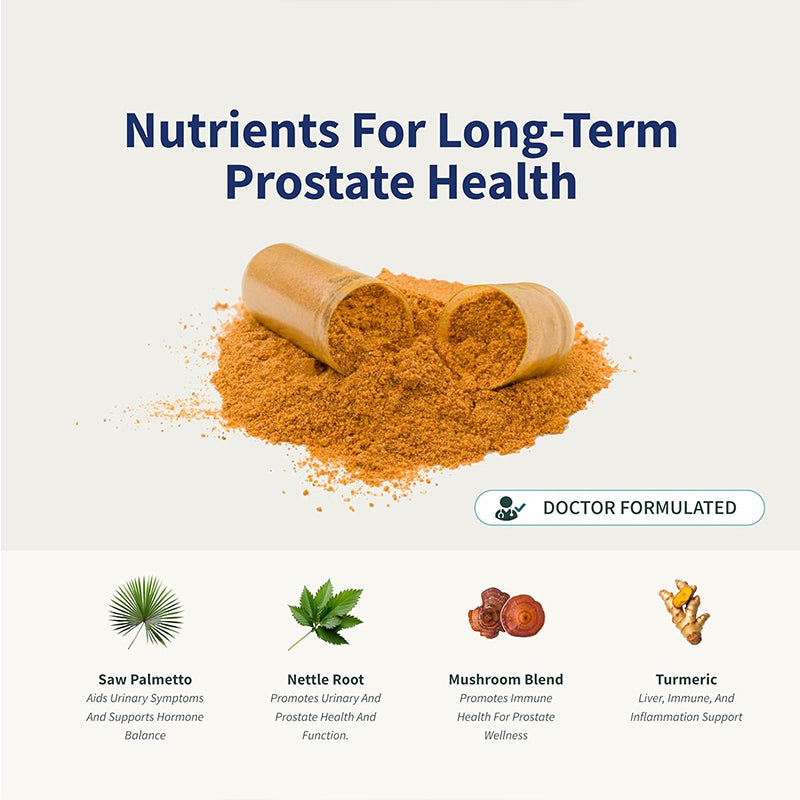 "Natural prostate support capsules with saw palmetto extract and turmeric for urinary health"