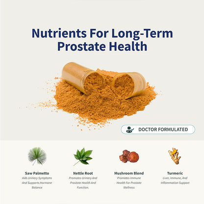 "Natural prostate support capsules with saw palmetto extract and turmeric for urinary health"