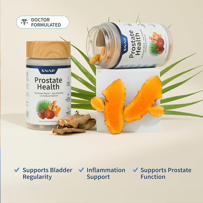 "Snap Supplements prostate health formula facts showing natural ingredients for men"