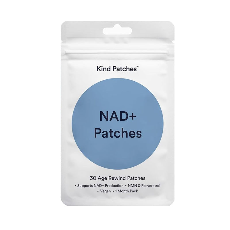 NAD Plus Patches product package showing premium wellness patches for anti-aging and energy support