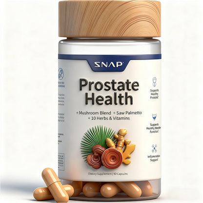 "Snap Supplements prostate health supplement bottle with saw palmetto for men's wellness"