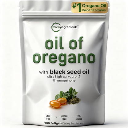 "Micro Ingredients Oil of Oregano bottle - 100% pure natural oregano essential oil supplement"