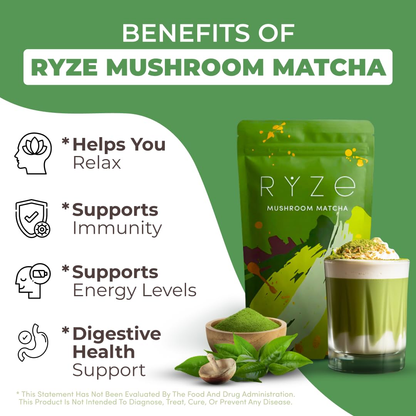 "Ceremonial-grade Japanese matcha blended with functional mushrooms"