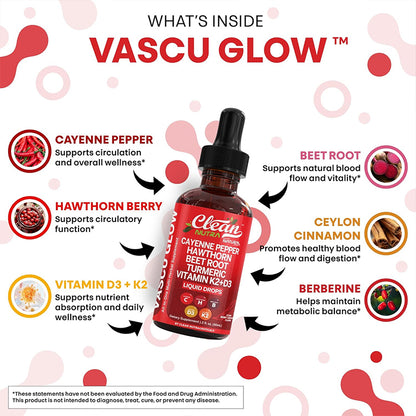 "Clean Nutra Vascu Glow vascular health supplement for healthy blood circulation and vessel support"