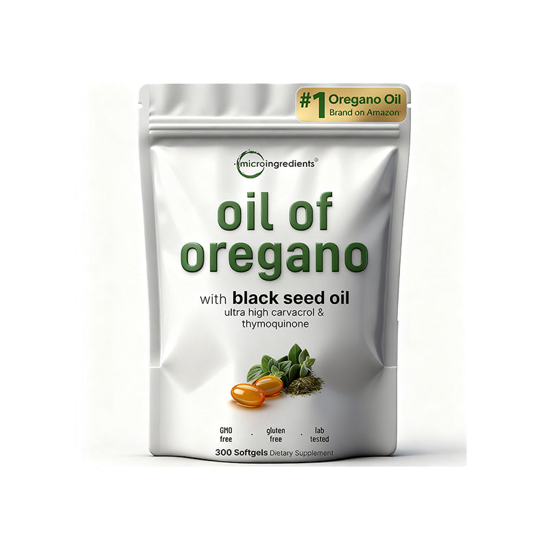 "Micro Ingredients Oil of Oregano bottle - 100% pure natural oregano essential oil supplement"