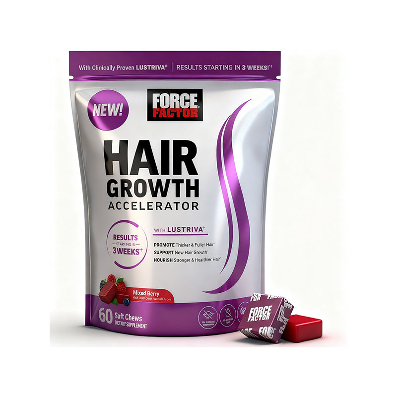 Force Factor hair growth accelerator soft chews for stronger healthier hair