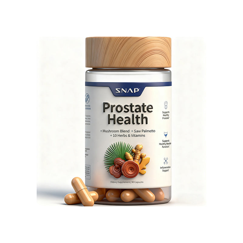 "Snap Supplements prostate health supplement bottle with saw palmetto for men's wellness"