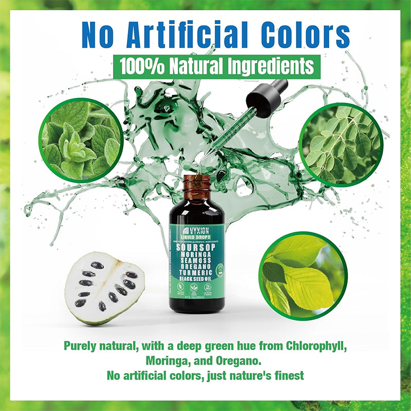 "Natural herbal bitters supplement with soursop and 9 botanicals for digestive health"