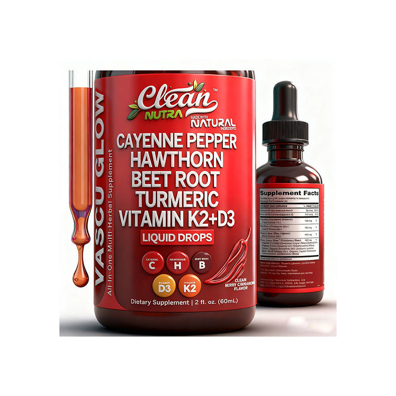 Clean Nutra Vascu Glow premium vascular health supplement bottle showing natural circulation support formula