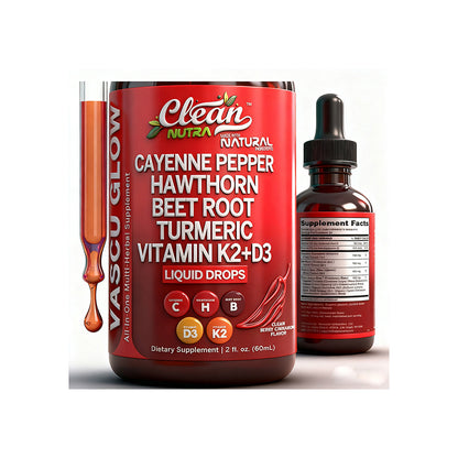 Clean Nutra Vascu Glow premium vascular health supplement bottle showing natural circulation support formula