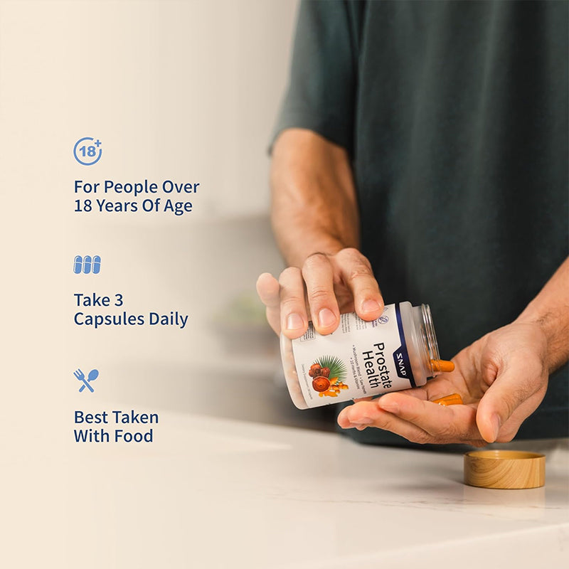 "Natural prostate support capsules with saw palmetto extract for urinary function"