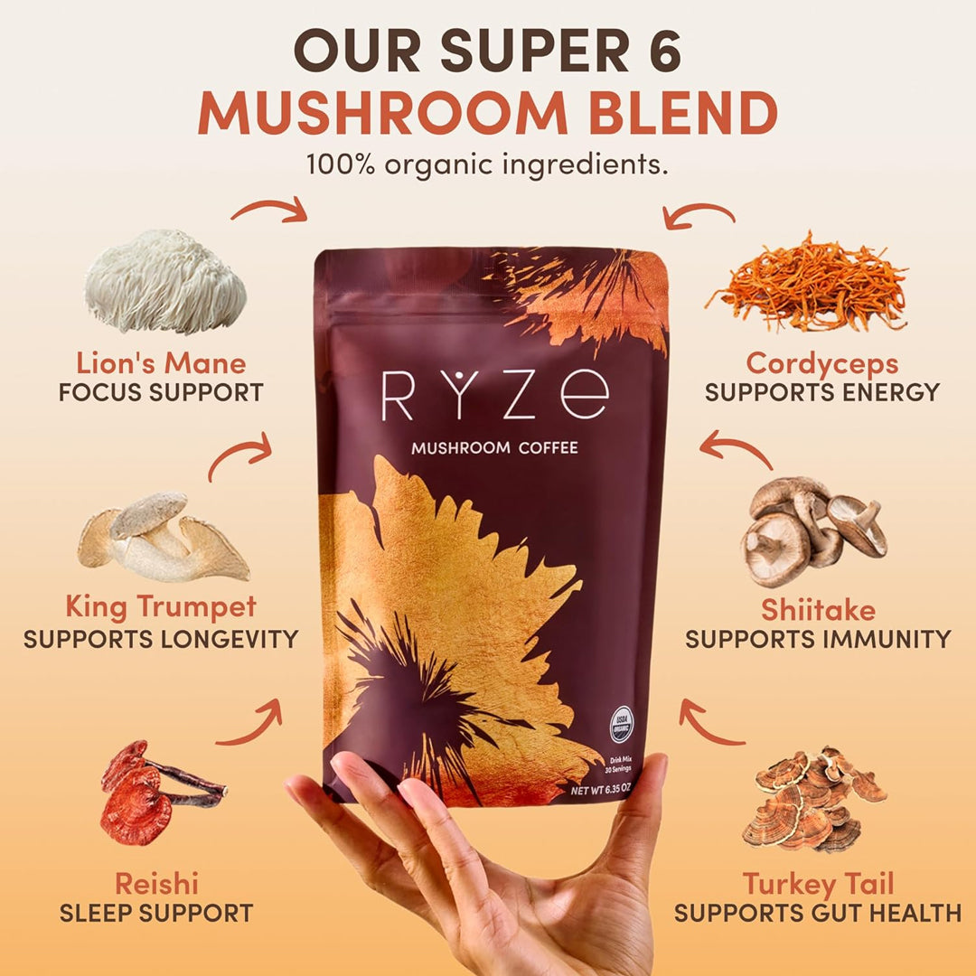 Premium functional coffee with organic mushroom extracts and wellness benefits