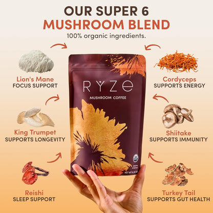 Premium functional coffee with organic mushroom extracts and wellness benefits