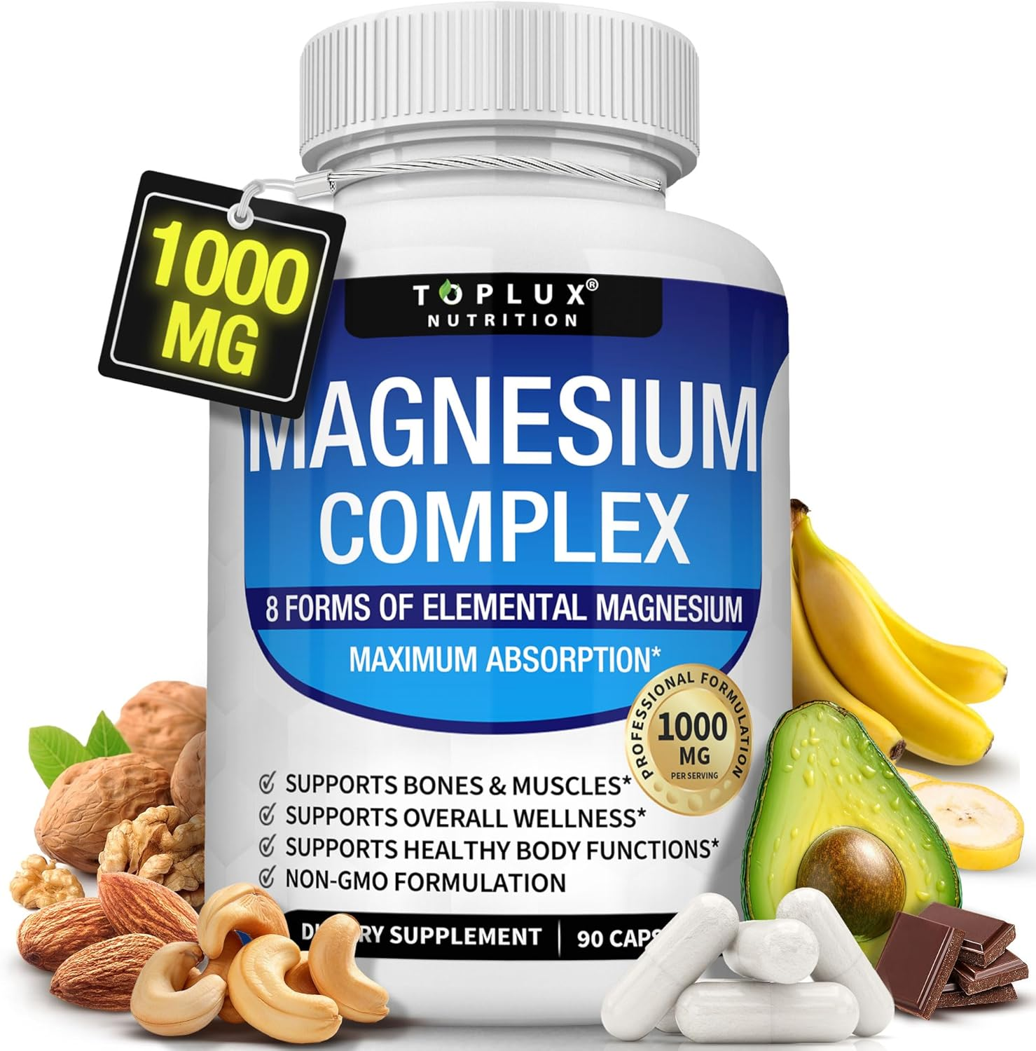 "Magnesium complex supplement with 8 elemental forms for maximum absorption"